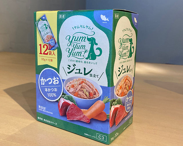 Yum Yum Yum！（ヤムヤムヤム） ジュレ仕立て かつお – Dog Life
